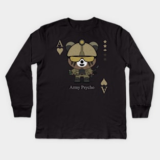 Army Psycho Evil bear holding gun cute scary cool Halloween card Nightmare Kids Long Sleeve T-Shirt